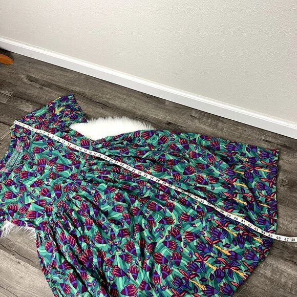 Rainbow Jo Hawaii Womens Small Floral Palm Short Sleeve Maxi Rayon Dress FLAWS - Picture 8 of 14